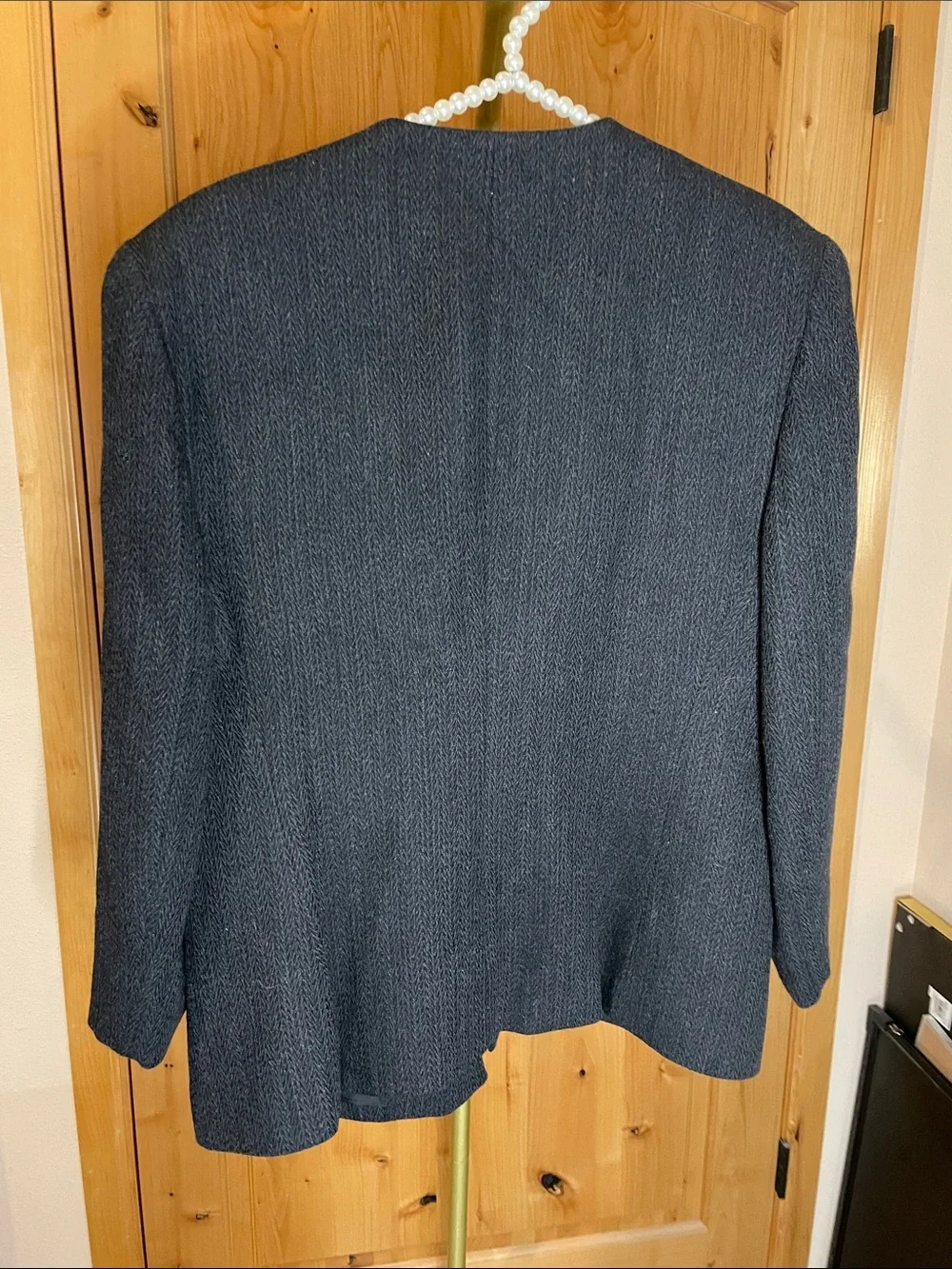 Vintage Christian Dior Women’s Dark Gray Collarless Blazer Size 12 (us size 8)